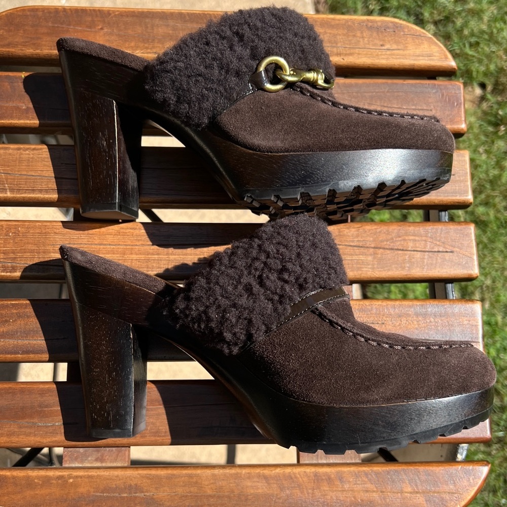 COACH Y2K Idyle Suede Platform Clogs Mules 9 - Picture 5 of 9